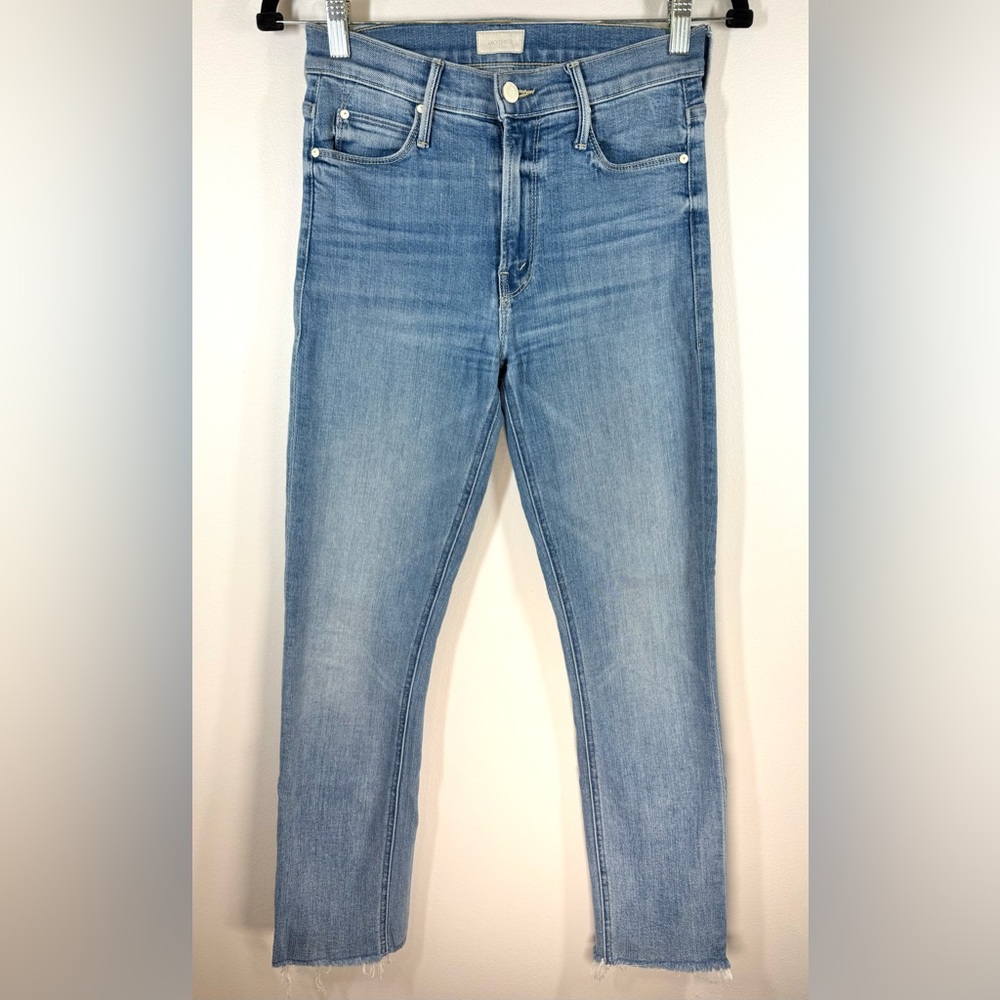 Mother Jeans Mid‎ Rise Dazzler Crop Fray Blowing Kisses Ankle Size 25